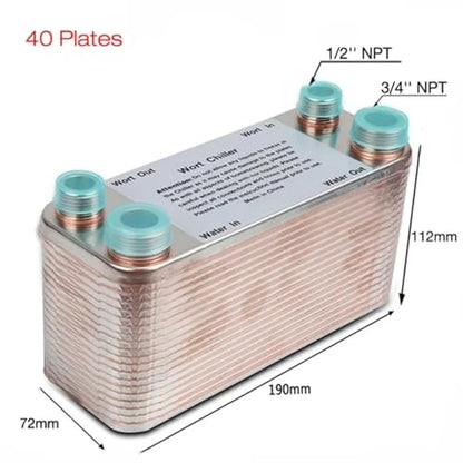 20/30/40 Plates Heat Exchanger Wort Chiller, Stainless Steel Counterflow Chiller Beer Cooler Garden Hose Rapid Cooling(30 plate) - color: 30 plate