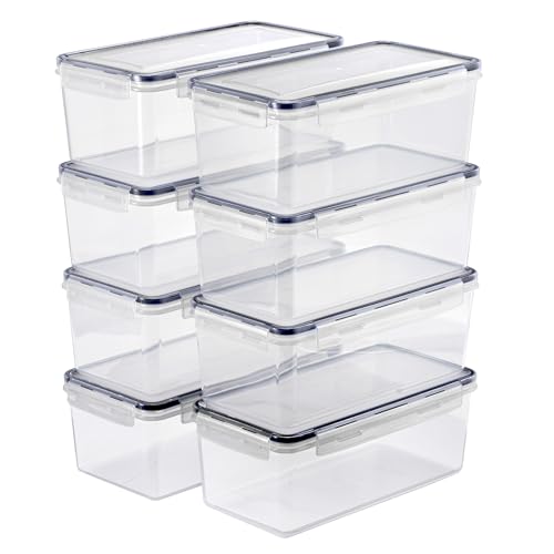 Sorbus Food Storage Containers - Pack of 8 - Air Tight, Four-Way Snap Lids Keeps Food Fresh - Store Cereal, Pasta, Flour, Nuts, Candy - Durable Plastic Kitchen Pantry Bins - size: 8 Pack