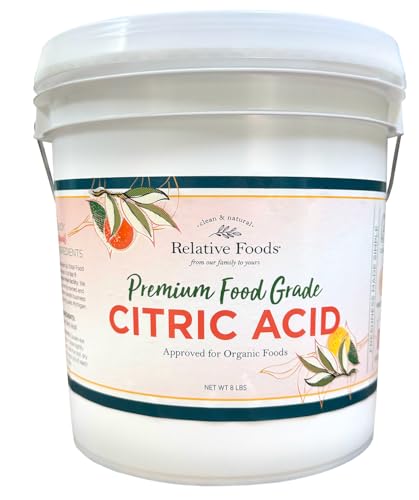 Relative Foods Citric Acid Powder Food Grade – 8 lb – Pure Citric Acid for Cooking, Canning, and DIY Applications – Non-GMO, Gluten-Free, No Additives – Plastic Pail - size: 8 lb
