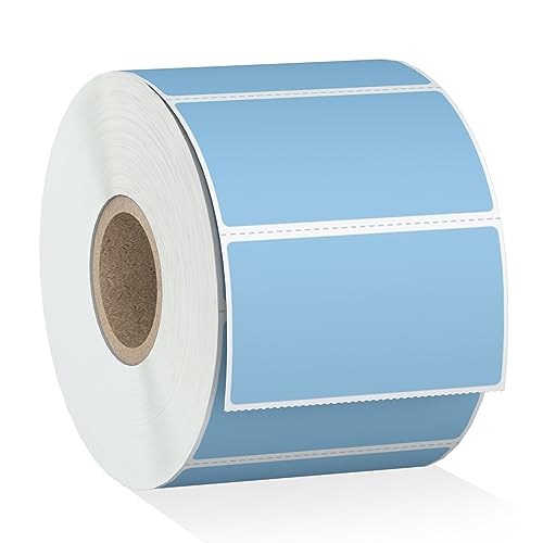 Misofuki 2.25" x 1.25" Blue Direct Thermal Barcode Labels 1000 Pcs for Zebra ZD410 ZD411 LP2824, 2-1/4x1-1/4 1 Roll Waterproof Strong Adhesive Perforated Return Address Labels Used with Rollo MUNBYN - color: R-1-bl