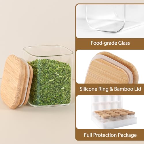 TBWIND 20 Pack 4 oz Square Glass Spice Jars with Lids and Labels – Airtight Small Seasoning Containers Set, Clear Glass Storage Jars for Seasoning, Spices, Kitchen Pantry Organization - color: Square/4oz/20pcs