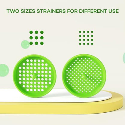 Pisol Wide Mouth Versatile Funnel, Canning Funnels for Kitchen Use, Plastic Cooking Funnel Set with 4 Size Spouts and 2 Strainers for Filling Different Bottles, Green
