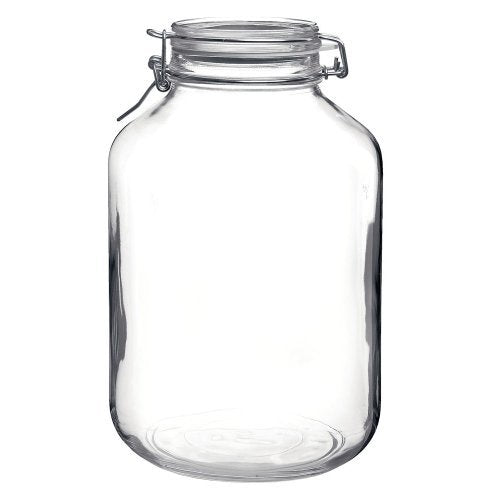 Bormioli Rocco Fido 5L Glass Jar - 169oz Airtight Storage with Metal Clamp & Rubber Gasket - Ideal for Fermentation, Home Canning, Dry Food Storage - Great for Kitchen Organization, Made in Italy