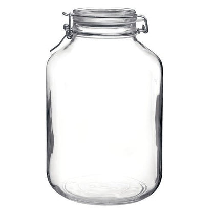 Bormioli Rocco Fido 5L Glass Jar - 169oz Airtight Storage with Metal Clamp & Rubber Gasket - Ideal for Fermentation, Home Canning, Dry Food Storage - Great for Kitchen Organization, Made in Italy