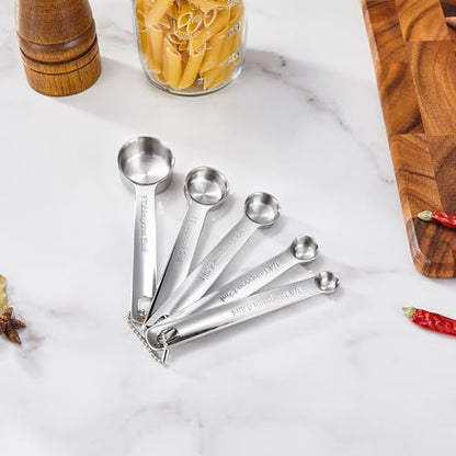 KEAWELL Premium 10-Piece 18/10 Stainless Steel Measuring Cups ans Spoons Set – Durable, Stackable, Dishwasher Safe – Nesting Design for Baking & Cooking (Silver, Measuring Cups & Spoons) - size: Measuring Cups & Spoons