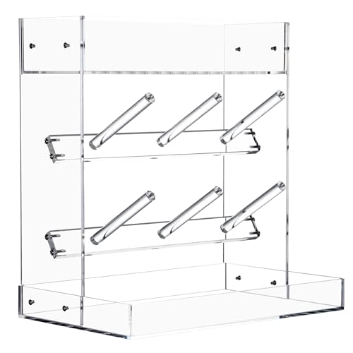 Baby Bottle Drying Rack Space Saving Acrylic Vertical Bottle Dryer Rack with Drip Tray - Clear Kitchen Countertop Storage Organizer–Fast Drying and Easy Cleanup - 10.3 x 6.3 x 10.6 in