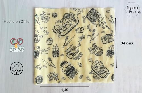 Beeswax Wrap: Sustainable Plastic-Free Storage for Snacks & Bread. Reusable, Cotton-Based & Eco-Friendly. Grey Nuts Design, 55”x13.4” Roll. - color: Gray