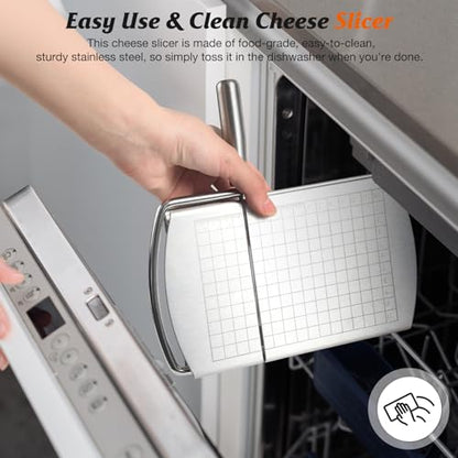 Cheese Slicer Cutter, Stainless Steel Cheese Cutter Board with Blade for Block Cheese, Vegetables, Butter, Sausages, Bread - size: Circular
