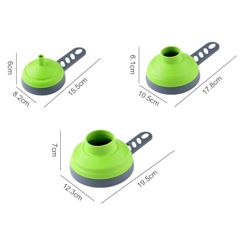 Upgrade Kitchen Funnel Set 3 Pack, Small and Large, Kitchen Gadgets Accessories Silicone Funnels for Filling Water Bottle Liquid Transfer Food Grade (B) - color: B