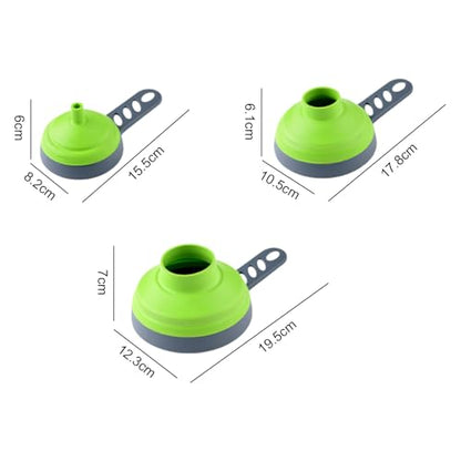 Upgrade Kitchen Funnel Set 3 Pack, Small and Large, Kitchen Gadgets Accessories Silicone Funnels for Filling Water Bottle Liquid Transfer Food Grade (B) - color: B