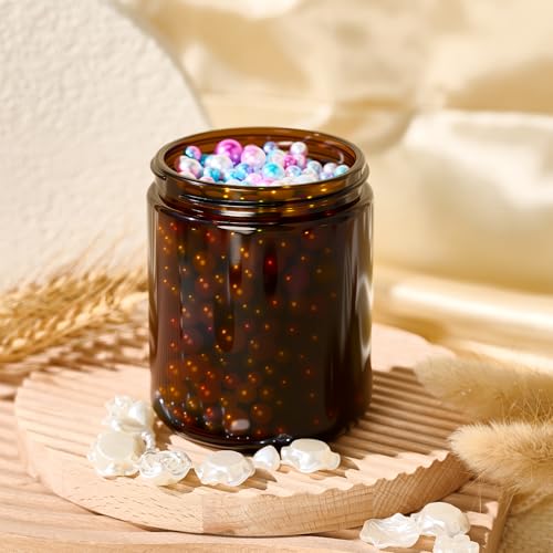 Hoa Kinh 8 oz Glass Jars with Lids, 12 Pack Amber Empty Small Cosmetic jar | Airtight Leak Proof Travel Jars for Lotion Cream Lip Balm DIY Thick Glass Reusable Sample Containers with Lined Lids - color: Amber-Black Lid, size: 8oz-12Pack