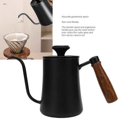 LICAEVEY Gooseneck Kettle, 500ml Pour Over Coffee Kettle with Built in Thermometer & Wood Handle, 304 Stainless Steel Stovetop Tea Kettle for Pouring
