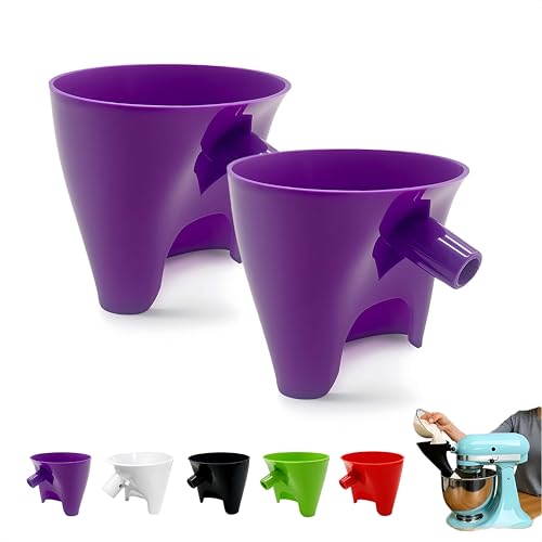 Flour Funnel for KitchenAid Mixer - Compatible with 5 Qt & 4.5 Qt Bowl-Lift Models | Dishwasher Safe, Anti-Splash Design for Mess-Free Baking | Includes 2-Piece Set (Purple) - color: Purple