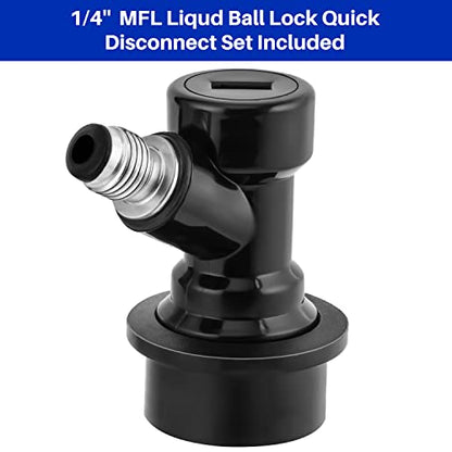 TMCRAFT Stainless Steel Core Beer Faucet Polished Chrome-Plated Brass Beer Tap with Liquid Ball Lock Quick Disconnect Set for Homebrew Keg