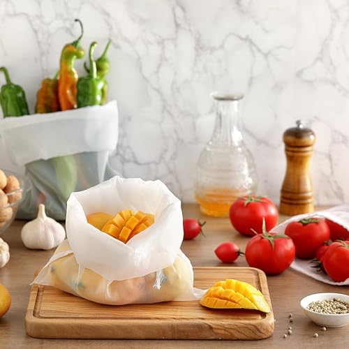3 Pack Reusable Nut Milk Bag, Food-Grade Nylon Cheese Cloth Bag for Straining, Strong Fine Mesh Strainer Bags with Drawstring for Nut Milk, Cold Brew Coffee, Greek Yogurt, Tea and Juice, 9.5"x14"