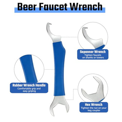 1PCS Beer Tap Faucet Wrench, Kegerator Faucet Beer Tap Wrench Tool, Home brewing wrench for Kegerator Tower Tap and Keg Couplers Hex Nut