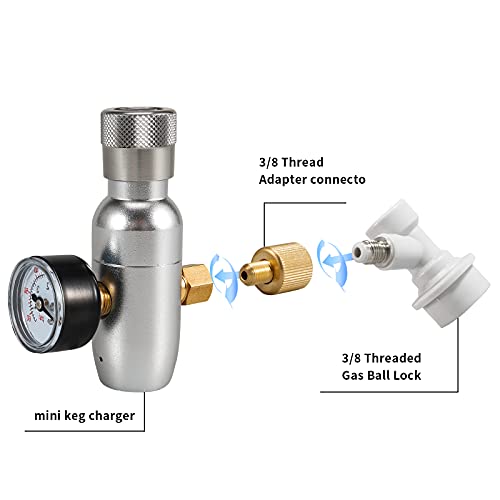 CO2 Mini Keg Charger Dispenser Cornelius Keg Mini Gas Regulator 0-60PSI Homebrewing
