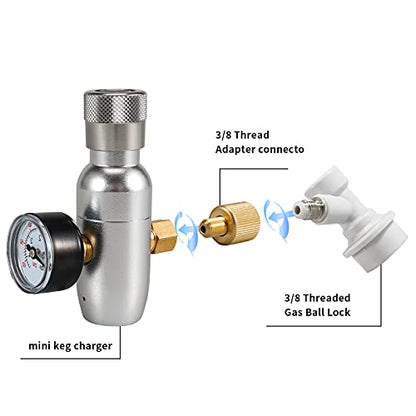 CO2 Mini Keg Charger Dispenser Cornelius Keg Mini Gas Regulator 0-60PSI Homebrewing