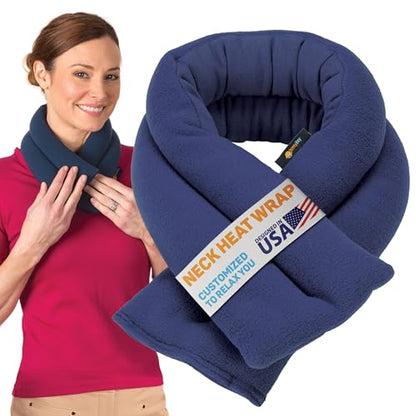 SunnyBay Microwavable Heating Pad for Neck and Shoulder, Heated Neck Wrap, Microwave Heat Pad, Weighted Beanbag Moist Hot or Cold Compress, 2.2 lbs, 26x4 Inches, Navy Blue - color: 4x26 - Navy Blue
