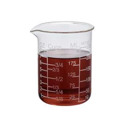 Ackers Etched Graduated Glass Measuring Cup - V-Shaped Spout- High Borosilicate Glass Measuring Cup for Kitchen or Dining, Easy to Read, 250ml (8oz, 1 Cup) - size: 250 ML (8 OZ, 1 Cup)