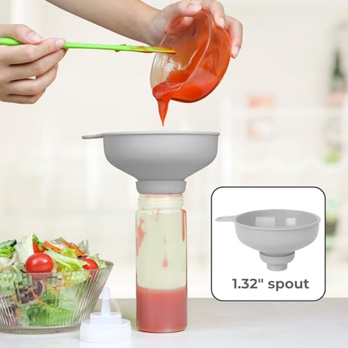 Wide Mouth Kitchen Funnel, Food Grade Plastic Cooking Canning Funnel with 4 Sizes Spouts for Filling Wide and Regular Mason Jars, Spray Dropper Oil Bottle Jug Spices Shampoo Sauce