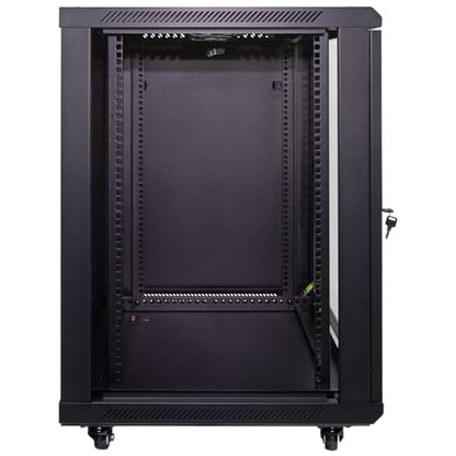 NavePoint 15U Server Cabinet Wall Mount Rack Enclosure with Caster Wheels, 2 Fans, Locking Glass Door, Removable Side Panels – 15U Network Cabinet 23.6” Deep, 19” Server Rack for IT Equipment - size: 15U - 600mm Depth