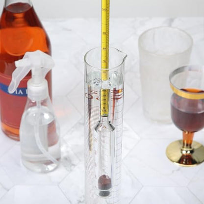 Chengu Hydrometer Alcohol Meter Test Kit 0-200 Proof with Glass Cylinder, Brush and Dust Cloth, Distilling Moonshine Alcoholmeter for Proofing Distilled(Stylish Style)