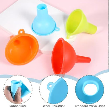 4 PCS Kitchen Silicone Funnel, 4 Colors Kitchen Funnel Set Wide Mouth Funnels for Filling Bottles Small Canning Funnels for Daily Cooking and Water Liquid Oil or Powder Transfer