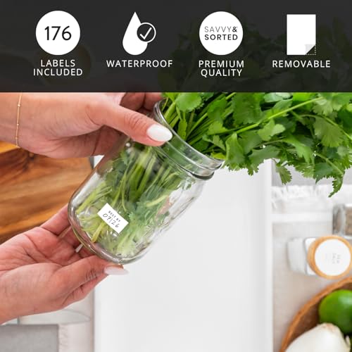 SAVVY & SORTED Expiration Date Pantry Labels,176 Waterproof Food Expiration Date Label for Containers, Kitchen Stickers for Food Freshness, Use by Meal Prep Labels, Best By Write On Labels - style: White Expiration Labels