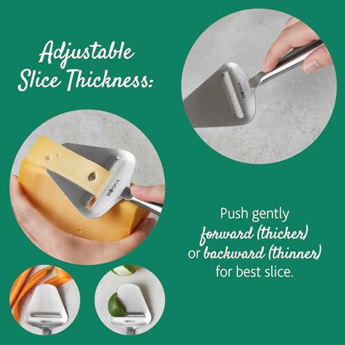 Boska Stainless Steel Cheese Slicer - Copenhagen For All Types of Cheese - Multi-Functional Cheese Slicer - Handheld Slicer - Silver Non-Stick - Dishwasher Safe - For Kitchen Cooking - style: Cheese Slicer