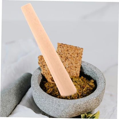 Cabilock Beech Wood Garlic Pestle Stick Handheld Kitchen Mortar Pounder for Garlic and Wooden Masher for Crushing Spices and Sauerkraut