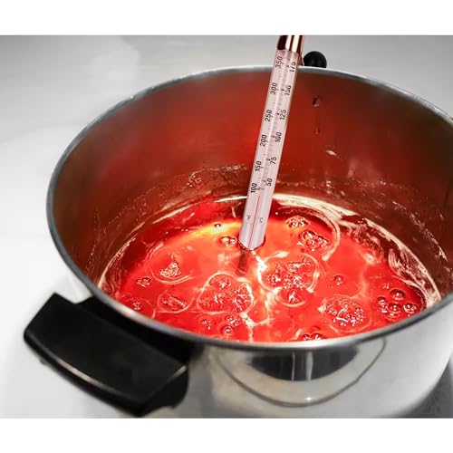 HIC Kitchen Roasting Deep Fry Candy Jelly Thermometer, Easy-Read Glass Tube with Protective Sheath and Temperature Guide - size: 8.5-Inches, style: Deep Fry, Glass, 8.5 Inches