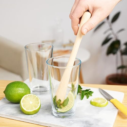 True Smash Wooden Muddler for Cocktails with Ergonomic Contoured Handle, Durable Cocktail Muddlers, Herbs and Fruit Crushers, Home Bar Accessories, 9.75", Set of 1 - color: Wood