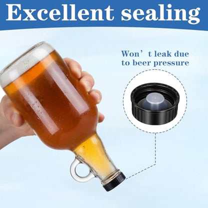12 Pack 28mm Bottle Caps Growler Caps, Resin Black Seal Screw Cap Beer Bottle Cap Compatible fo Glass Jugs Replacement, Food, Cosmetics Bottles