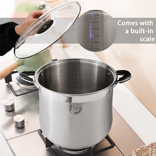 Vivicreate 9 Quart Stainless Steel Stock Pot with Lid Large Induction Cooking Pot for Pasta Soup Boiling Stew with Measurement Marks and Handles - size: 9 Quarts