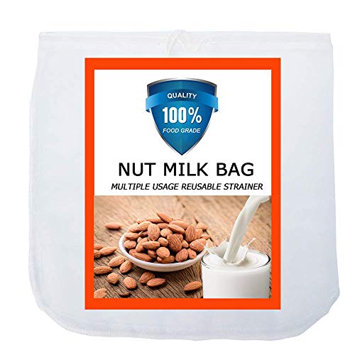 Nut Milk Bag, Pro Quality Multiple Usage Reusable Food Strainer, Cold Brew Coffee Bag Cheese Cloth, Ultra Fine Nylon Mesh Food Grade for Milk, Juice, Coffee, Tea, 12"x12" (2 pack) - color: 2 pack