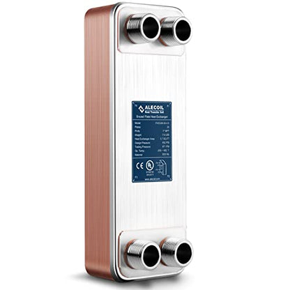 ALECOIL 4"x12"-20 Plates Heat Exchanger with 1" MPT Port Water to Water 316L Stainless Steel Brazed Plate Heat Exchanger for Water Heating, Floor Heating, Industrial and Commercial Refrigeration - size: 4"X12"-20P