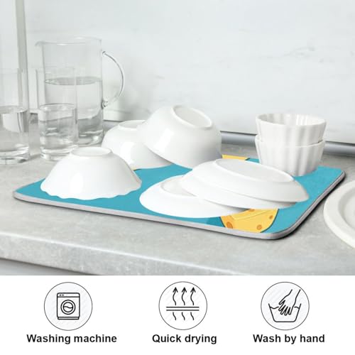 Cheese Dish Drying Mat Absorbent Heat Resistant Reversible Dish Draining Mat for Kitchen Countertops Sinks, 18 x 24 Inch - size: 18 x 24 Inch