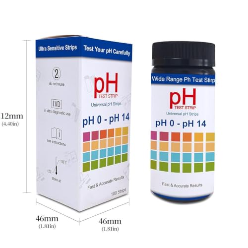 100 PCs Ph Strips for Aquarium Litmus Ph Test Strips for Women in Airtight Bottle Ph Test Strips Range 0-14 ph Paper for Pet Food Saliva Water Urine Test and Diet Monitoring PH Level Lab Pool