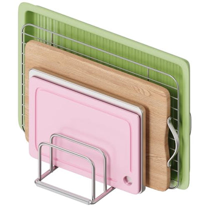 Cutting Board Organizer, 304 Stainless Steel Chopping Board Holder & Pot Pan Lid Rack, Kitchen Shelf Organizer for Bakeware, Cookie Sheets & Trays - size: 1.0 in Slots - 1 Pack