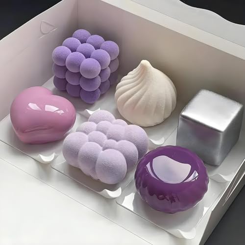 Cone Onion Bun Chocolate Molds, 6-Cavity Cyclone Silicone Mold for Mousse Cake Jelly Candy Soap Candle,10.6 x 6.7 x 2.76 Inches - color: White-R0001