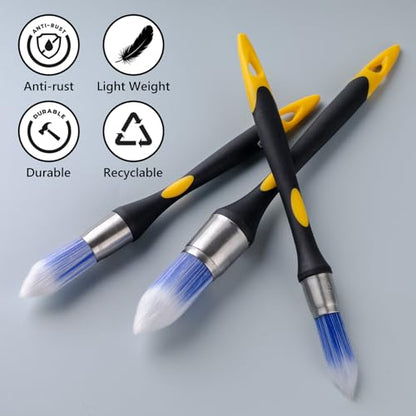 Mister Rui Trim Brush Set, 3 Pcs Paint Brushes for Painting Walls, Trim Paint Brush, Small Paint Brush, Small Brushes for Painting, 5/8”, 3/4” and 1” - size: 3PCS, 0.6", 0.75", 1"