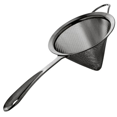 A Bar Above Black Fine Mesh Cocktail Strainer - Professional Double Straining Tool for Bartenders & Home Bar, 304 Stainless Steel Conical Sieve for Cocktails, Tea, Coffee & Kitchen Use - color: Black