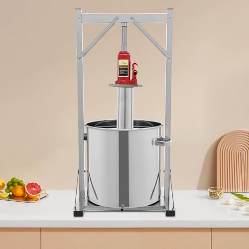 Stainless Steel Hydraulic Jack Press Extractor Fruit Wine Press 9.51 Gallon 100% Nature Juice Making Manual Juice Maker for Rice Wine, Honey, Vegetables, Wine, Cheese, Etc