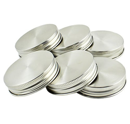 Zoie + Chloe Stainless Steel Mason Jar Lids with Silicone Seals (6 Pack + 6 Bonus Replacement Seals) - Regular Size - size: Regular Mouth