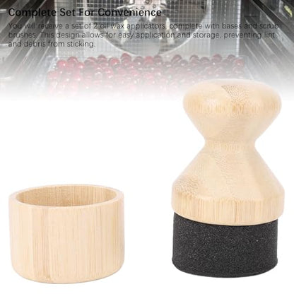 2 Pack Cutting Board Oil Wax Applicator, Food Grade Bamboos Applicator Scrub Brush Set for Wooden Cooking Utensils