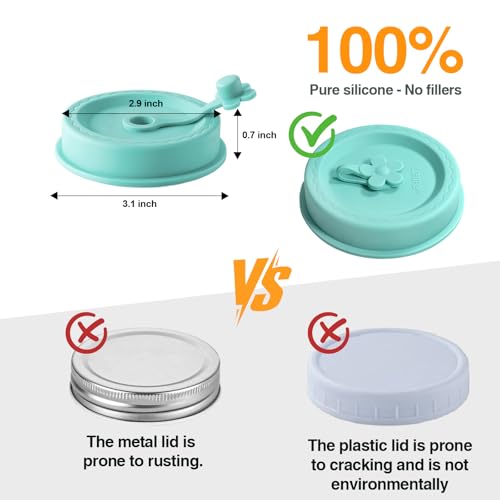 Silicone Mason Jar Lids with Straw Hole for Regular & Wide Mouth Jars | Regular and Wide Mouth Compatible, With Straw Hole, With Stopper,BPA Free,Dishwasher Safe - color: light color 4pcs