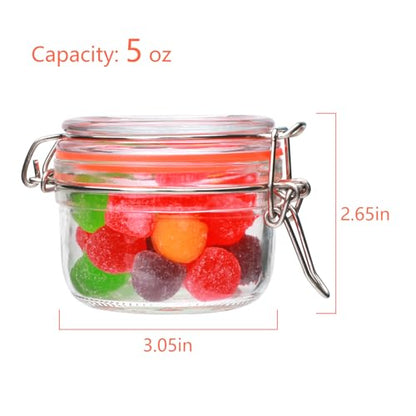 5 oz Glass Jars with Lids, 6 Pack Small Glass Jars with Airtight Lid | Mini Glass Food Storage Container, Glass Spice Jars with Airtight Lids for Kitchen Canning, Honey, Nuts, Snacks, Jelly - size: 5oz*6-cylinder