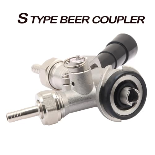 Beer Keg Coupler, Sankey S System 304 Stainless Steel Probe, 5/8'' Draft Beer Line, Coupler with Pressure Relief Valve, Dispenser Include Black Handle