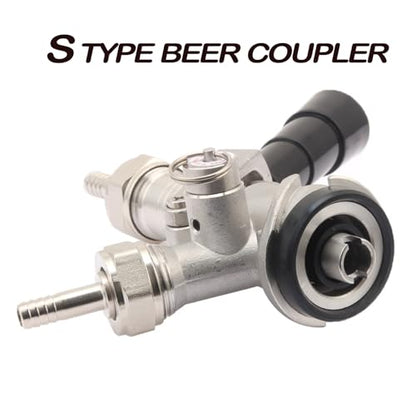 Beer Keg Coupler, Sankey S System 304 Stainless Steel Probe, 5/8'' Draft Beer Line, Coupler with Pressure Relief Valve, Dispenser Include Black Handle